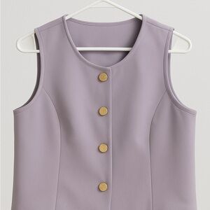 Sleeveless Lavender Top with Gold Buttons